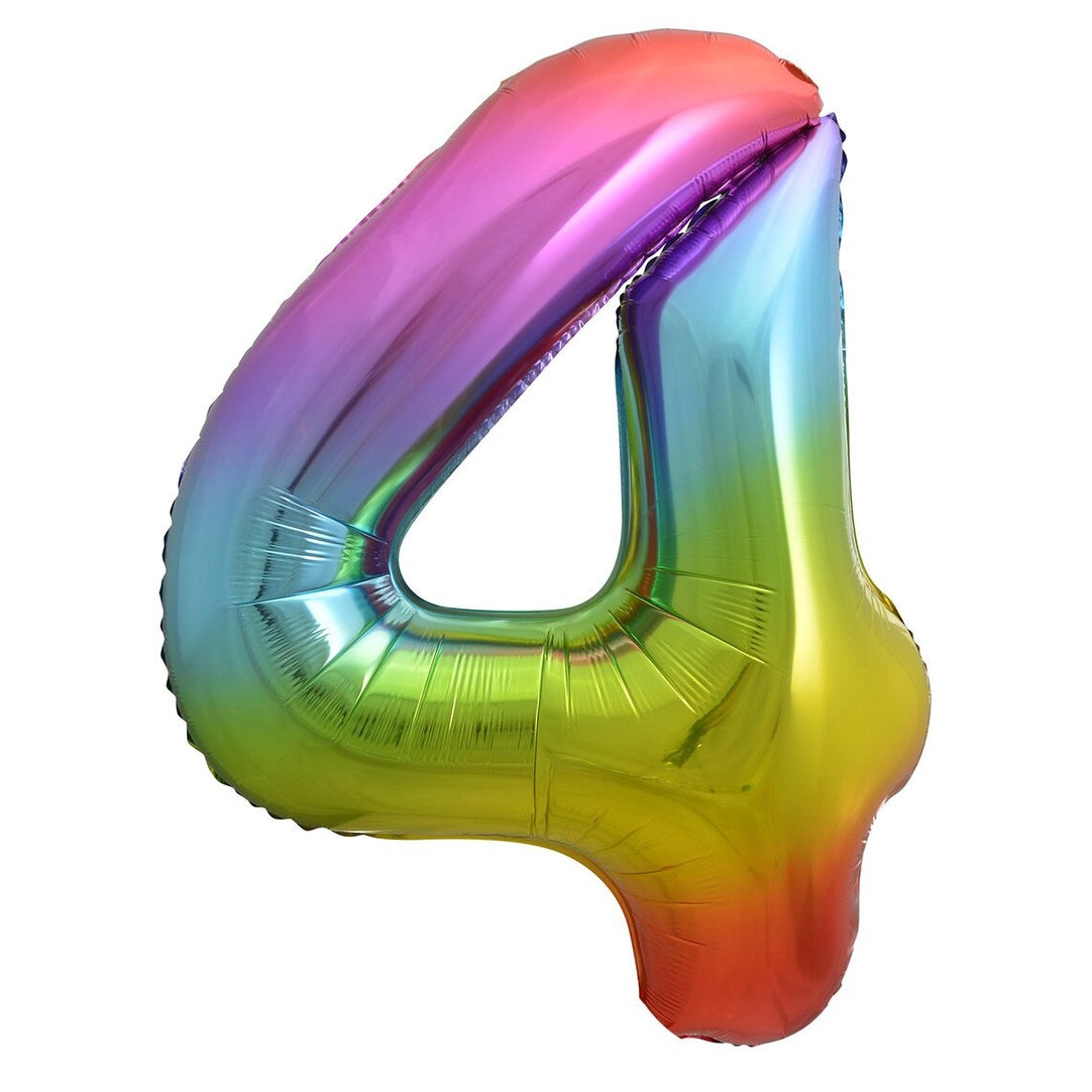 Number 4 Rainbow Foil Balloon-86cm
