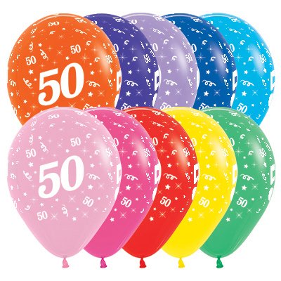 Age 50 Fashion Assorted 30cm Latex Balloons