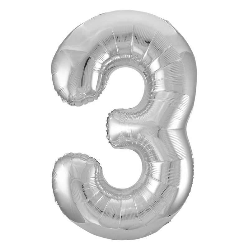 Number 3 Silver Foil Balloon-86cm