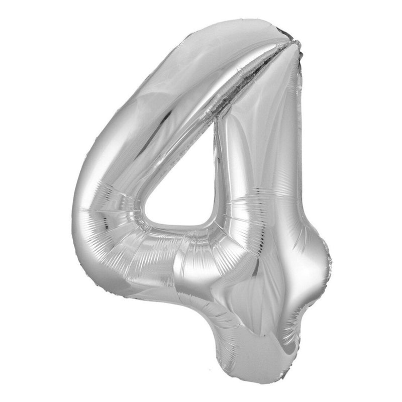 Number 4 Silver Foil Balloon-86cm