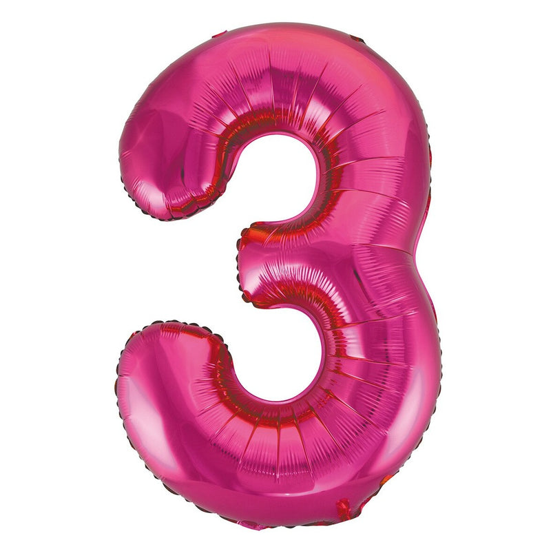 Number 3 Hot Pink Foil Balloon-86cm