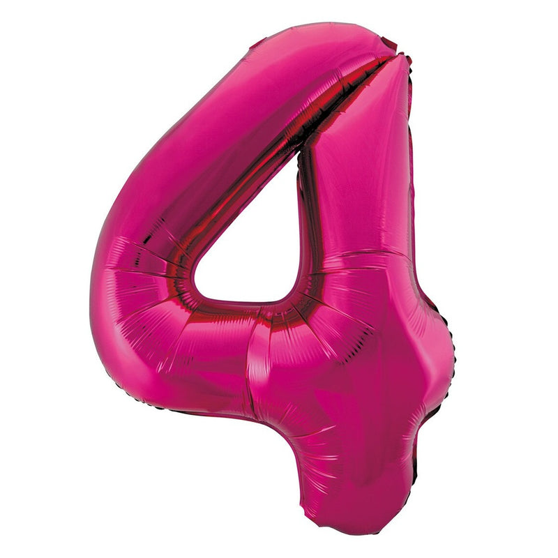 Number 4 Hot Pink Foil Balloon-86cm