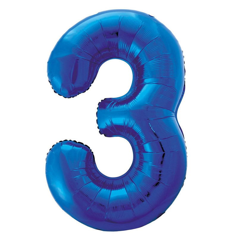 Number 3 Blue Foil Balloon-86cm