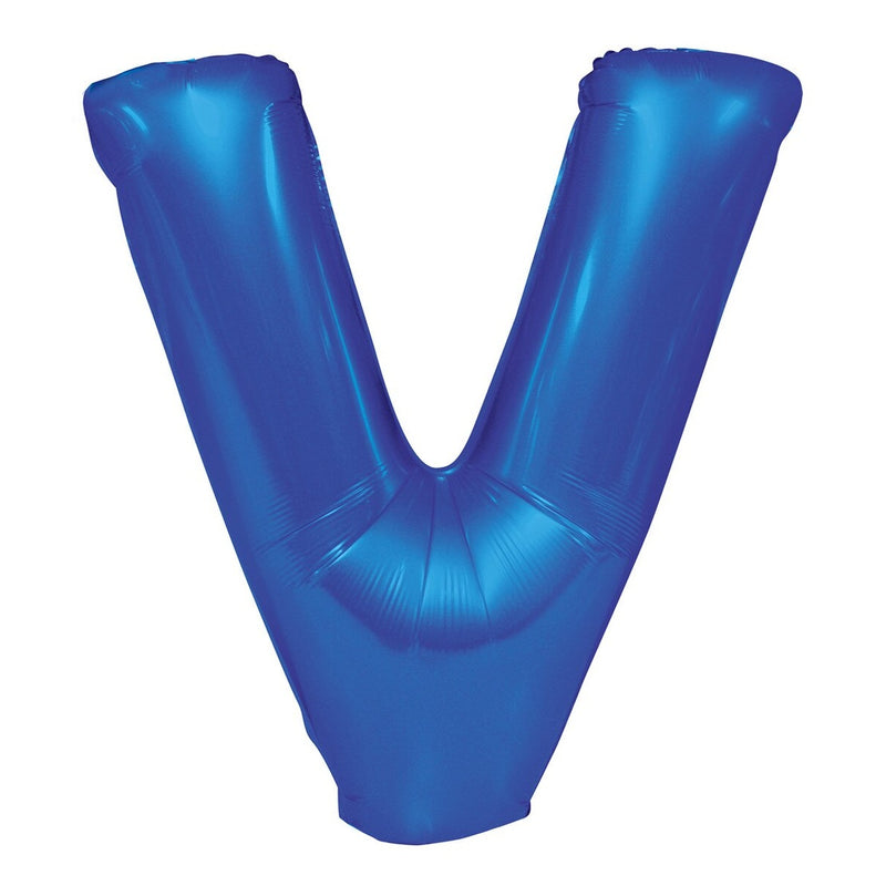 Blue Letter V Foil Balloon-86cm