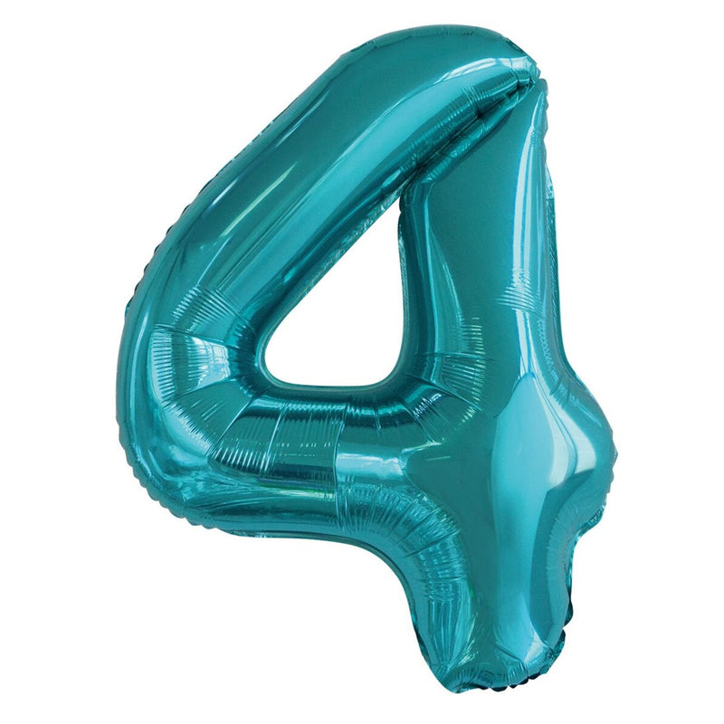 Number 4 Teal Foil Balloon-86cm