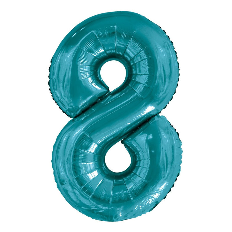 Number 8 Teal Foil Balloon-86cm
