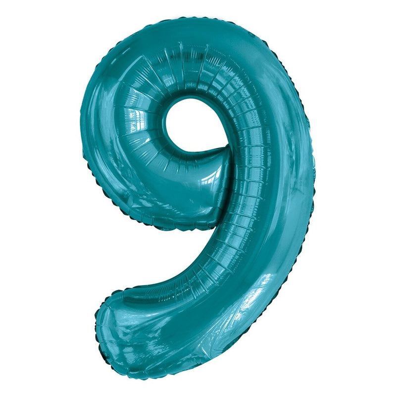 Number 9 Teal Foil Balloon-86cm