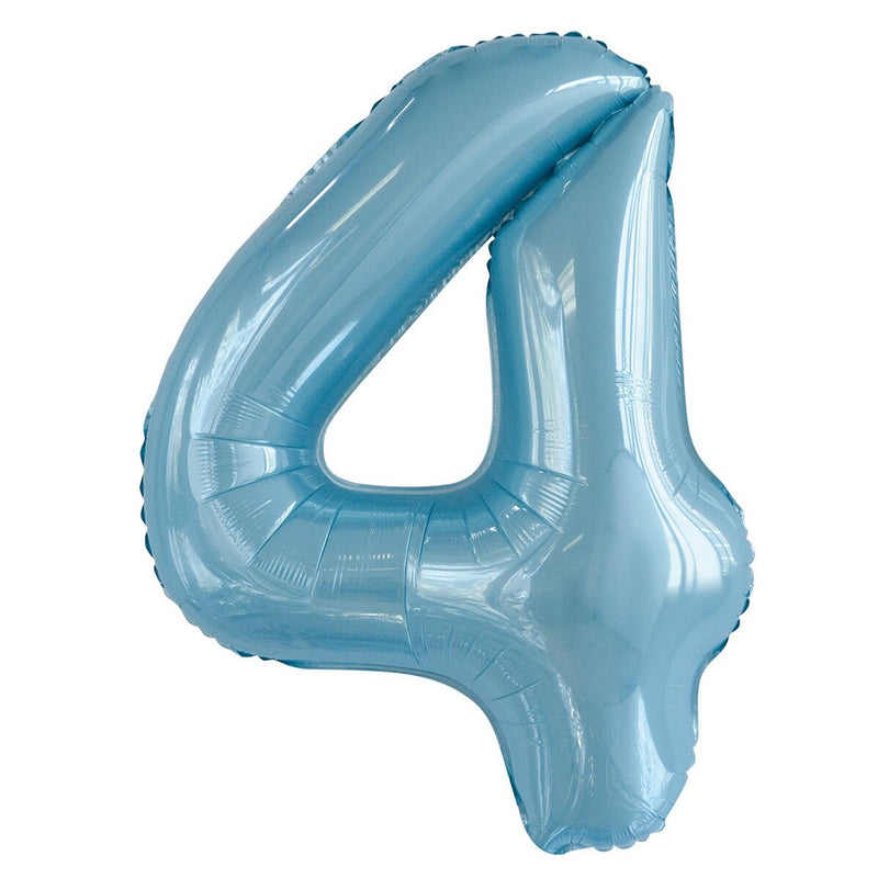Number 4 Light Blue Foil Balloon-86cm