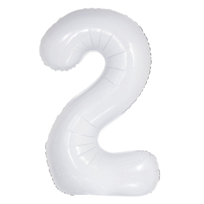 Number 2 White Foil Balloon – 86cm