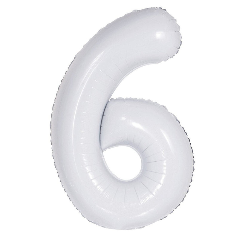 Number 6 White Foil Balloon – 86cm