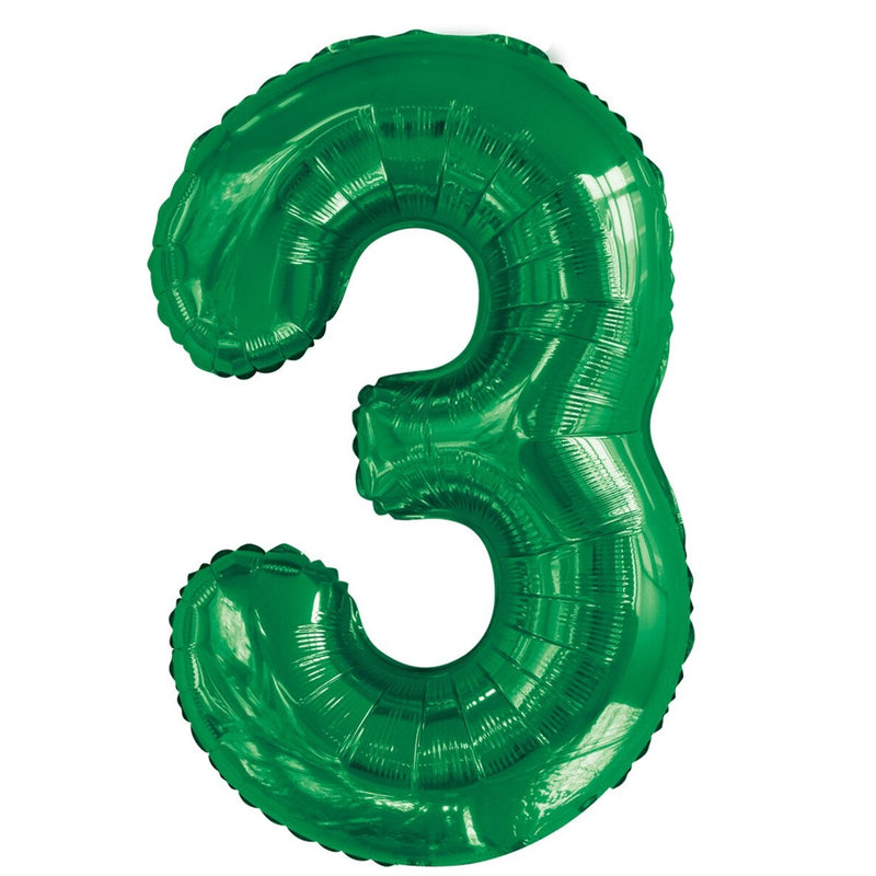 Number 3 Green Foil Balloon – 86cm