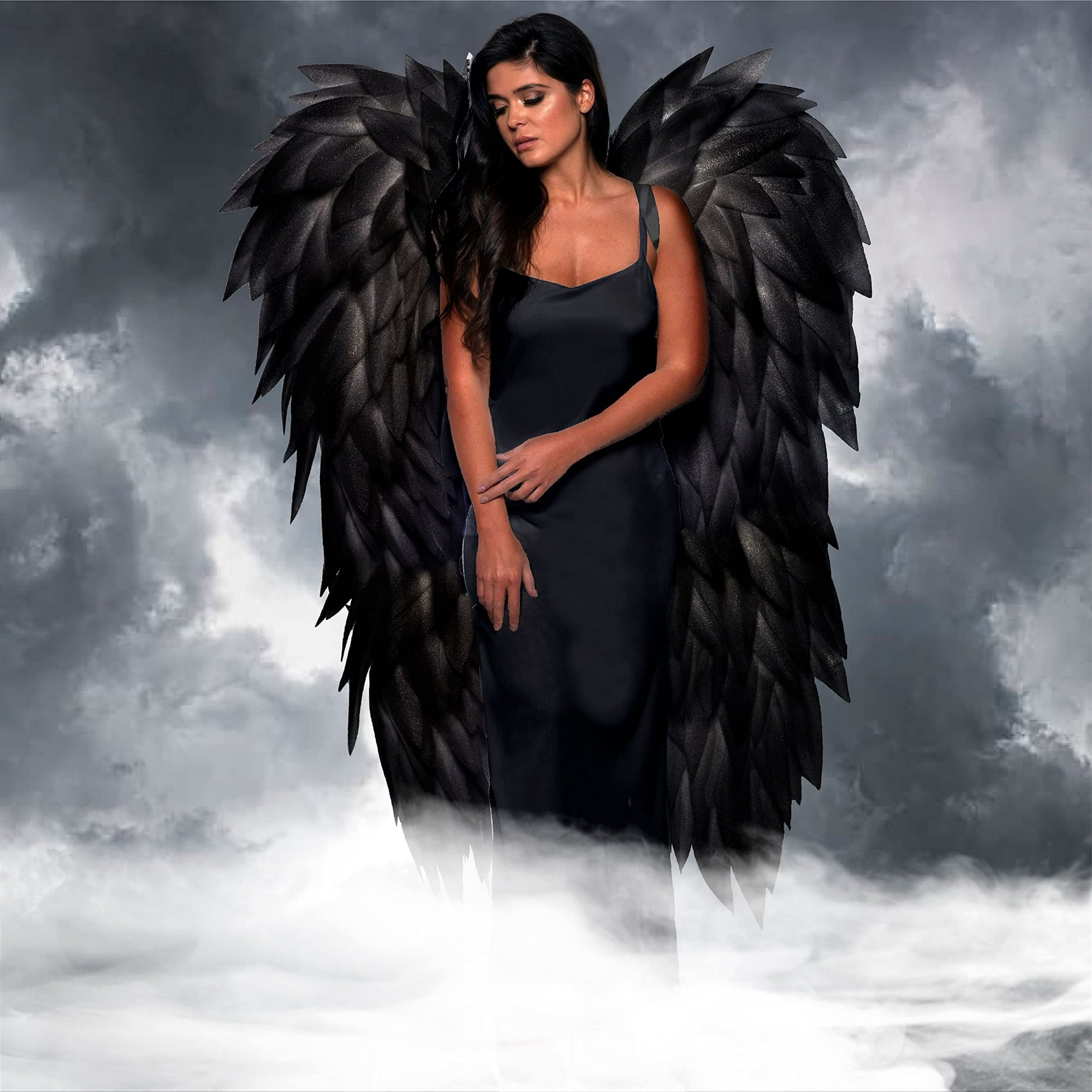Translucent Dark Grey Full Length Angel Wings Adult