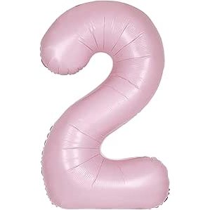 Number 2 Pastel Pink Matte Foil Balloon-86cm