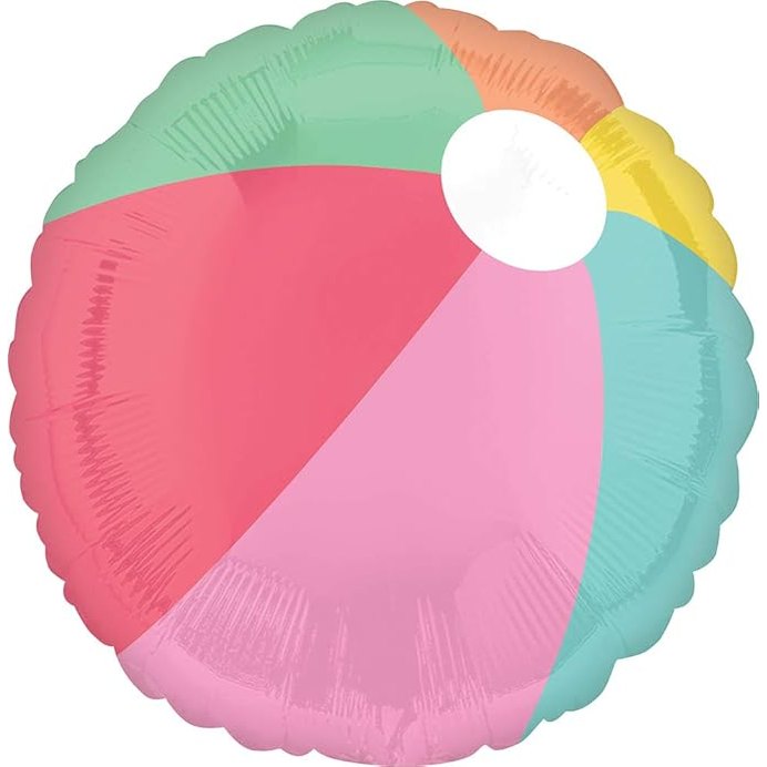 Pastel Beach Ball Round Foil Balloon 45cm