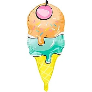 Rainbow Birthday Sweets Ice Cream Cone-Shaped Giant Foil Balloon