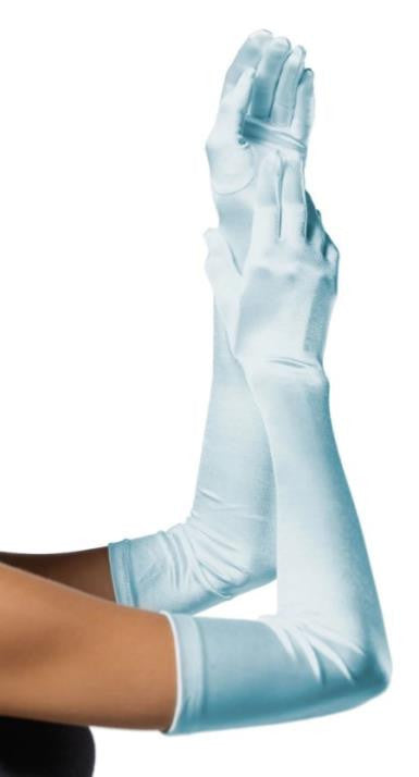 Extra Long Opera Length Satin Gloves - O/S - Light Blue