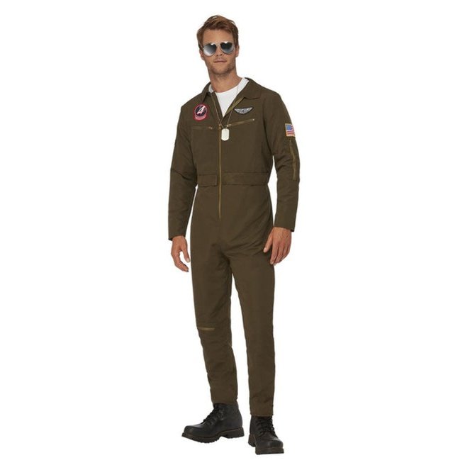 Top Gun Maverick Men's Aviator Costume, Green.