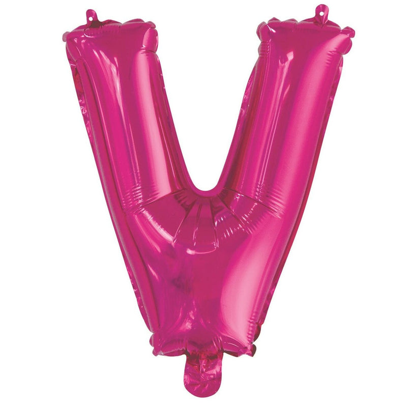 Hot Pink Letter V Foil Balloon-35cm