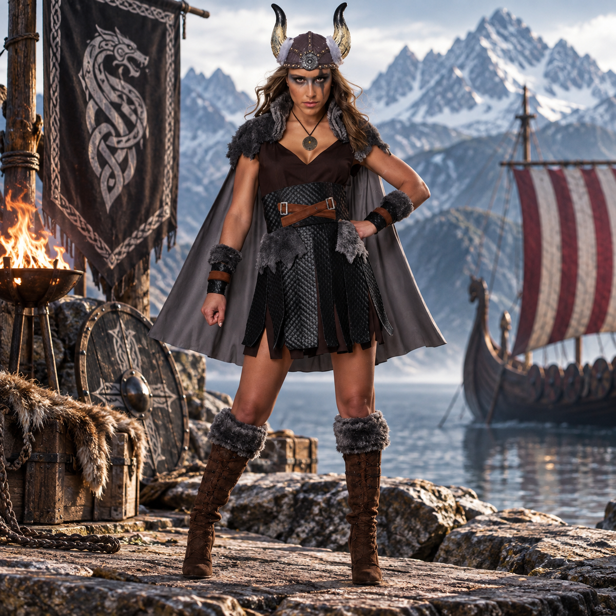 Viking Warrior Adult Women's Costume