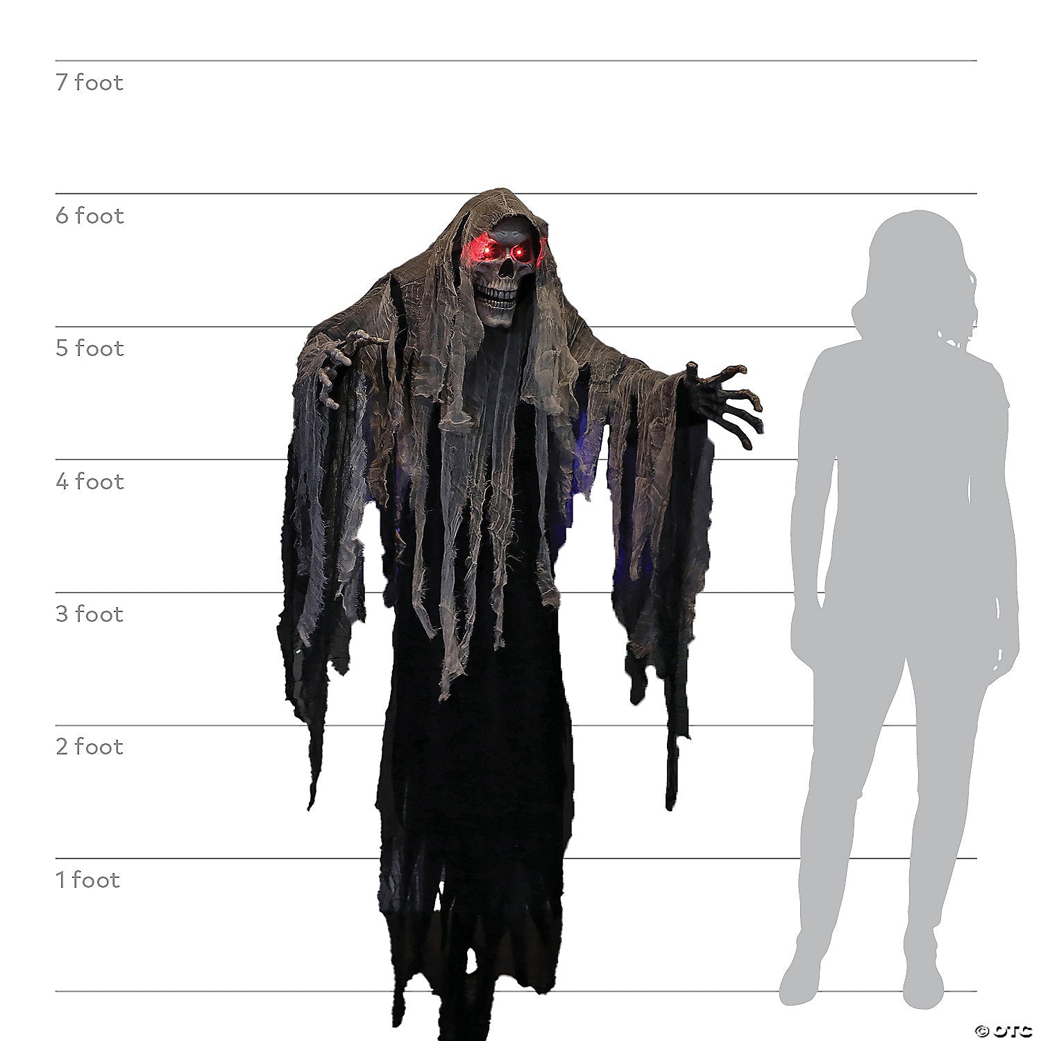 Spooky 6 Ft Hanging Reaper with Scary Face and Pose for Haunted Houses