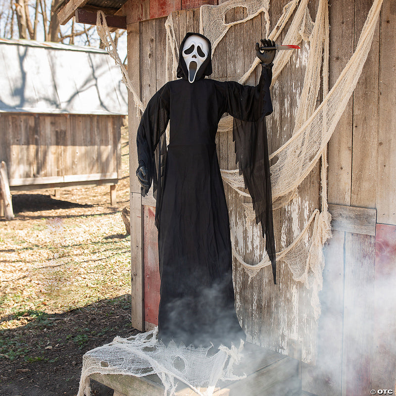 Realistic 6 foot Scream Ghostface holding knife Halloween decoration