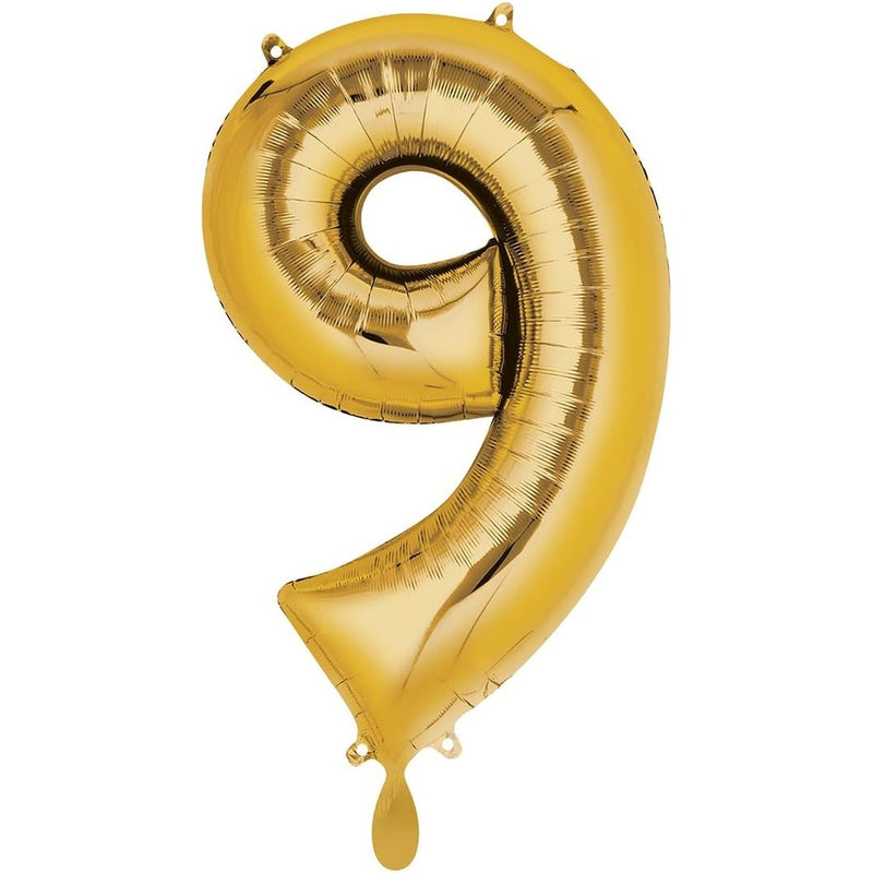 Gold Number 9 Foil Balloon 66cm
