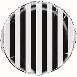 Black Striped Round Foil Balloon 45cm
