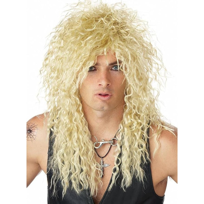 80s Heavy Metal Rock Star Long Blonde Curly Wig