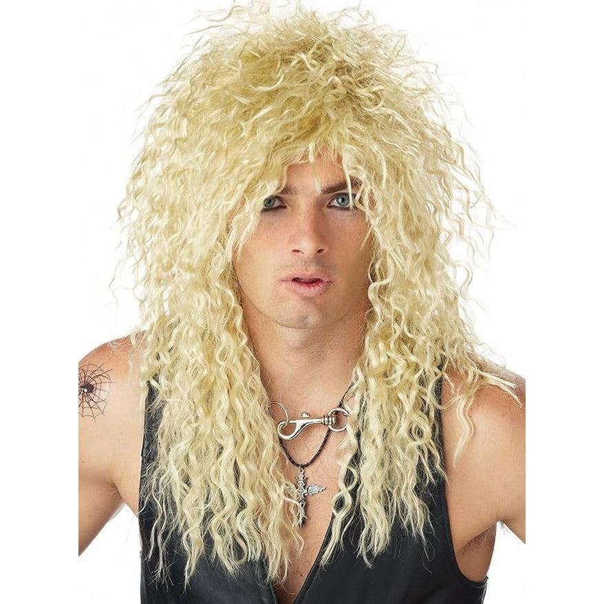80s Heavy Metal Rock Star Long Blonde Curly Wig
