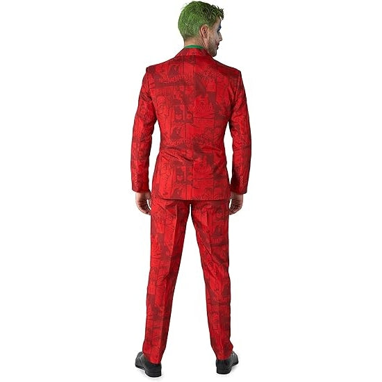 Red and black suit with joker-themed design