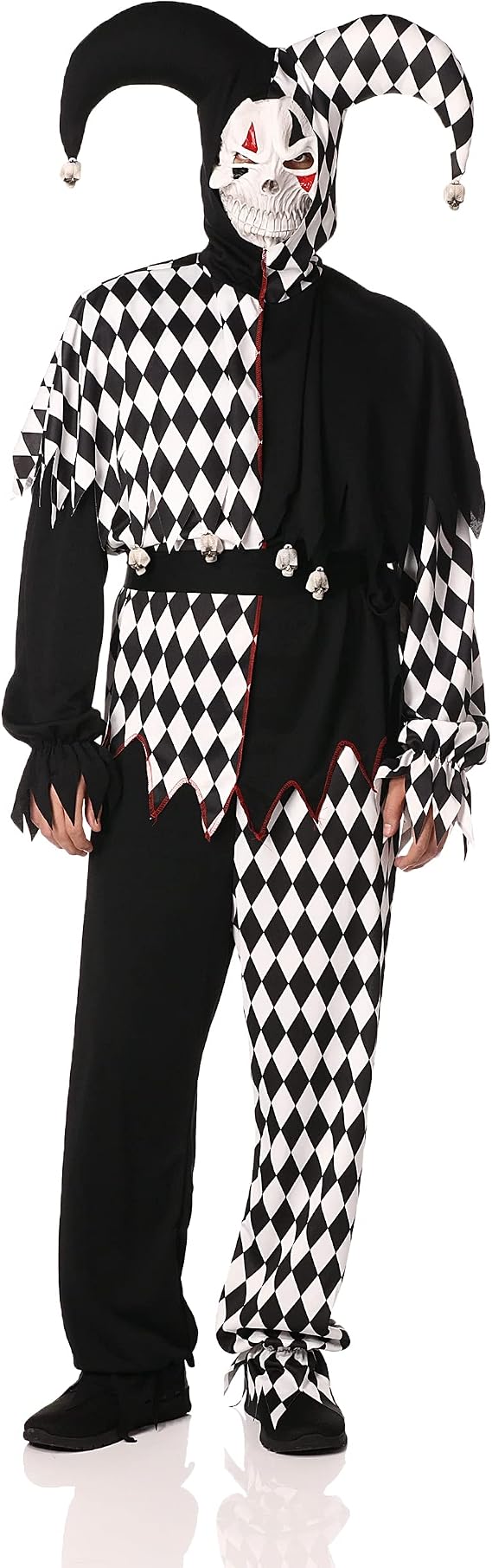 Evil Jester Men's Costume (Black/White) Plus Size