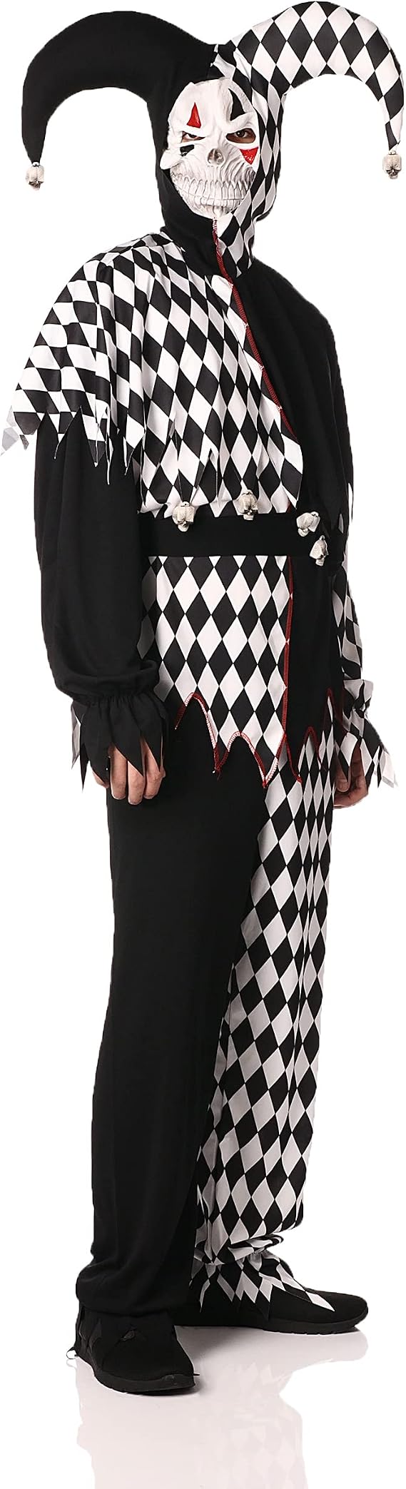 Evil Jester Men's Costume (Black/White) Plus Size