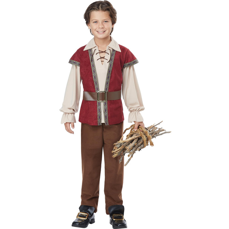 Renaissance Boy Costume - a historically-inspired outfit featuring ruffled sleeves, velvet tunic, and breeches in rich earthy tones, perfect for themed events and plays