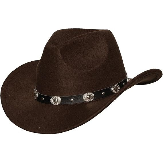Cowboy Hat with Black Band and Silver Conch