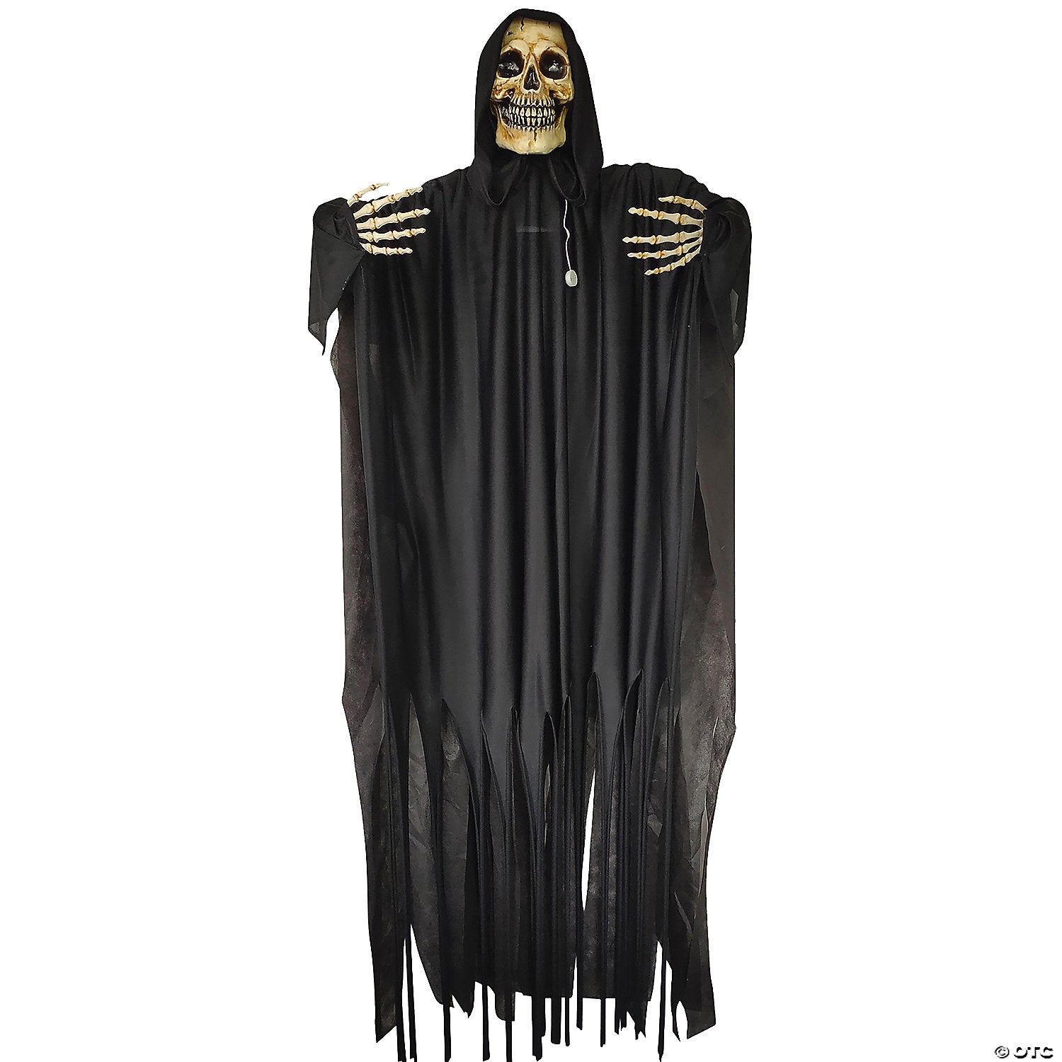 Spooky 72-inch Black Shaking Reaper Halloween Decoration with Scary Eyes and Grim Reaper Costume for Haunted House or Party