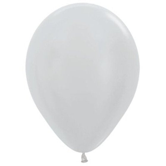 Round Balloon 30cm Satin Silver, Uninflated