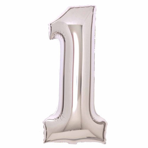 Silver Large Foil Number 1 Balloon 89cm