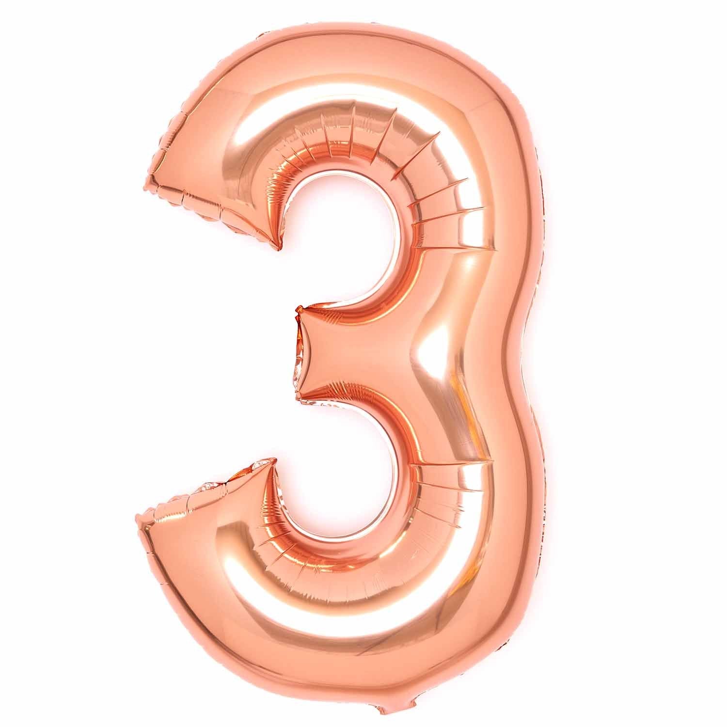 Rose Gold Foil Number 3 Balloon 89cm