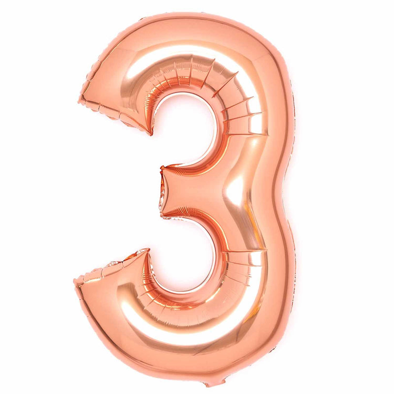 Rose Gold Foil Number 3 Balloon 89cm
