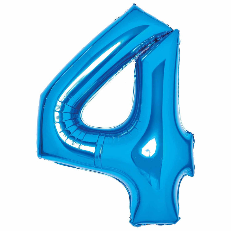 Blue Foil Number 4 Balloon 89cm