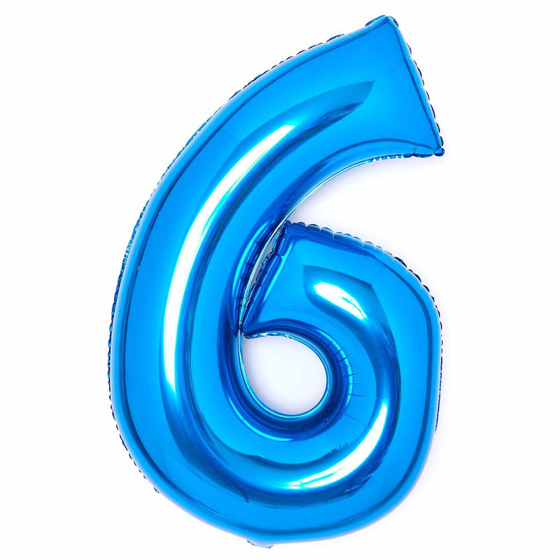 Blue Foil Number 6 Balloon 89cm