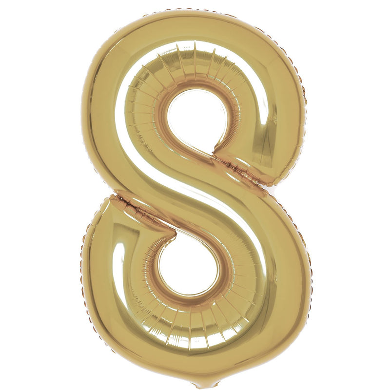 White Gold Foil Number 8 Balloon 89cm