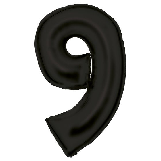 Silk Lustre Black Foil Number 9 Balloon 89cm