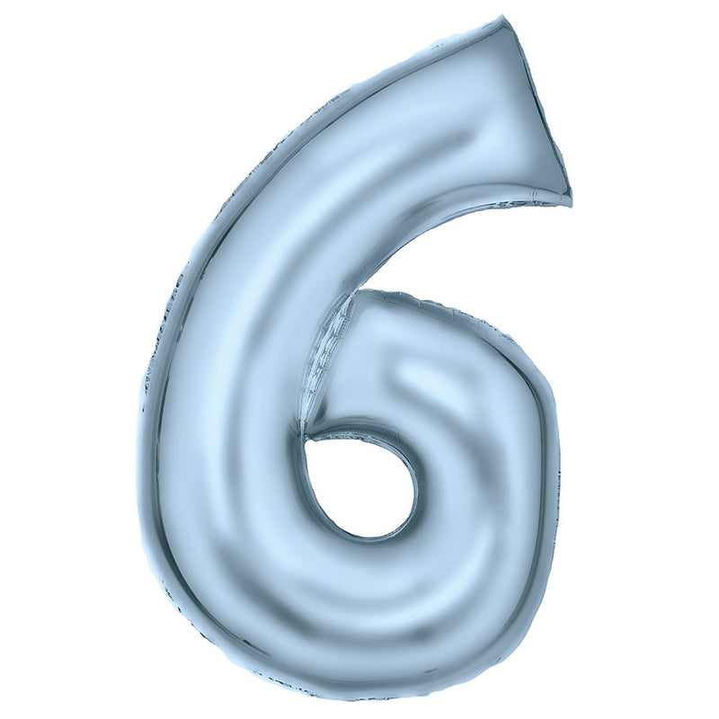 Silk Lustre Blue Foil Number 6 Balloon 89cm