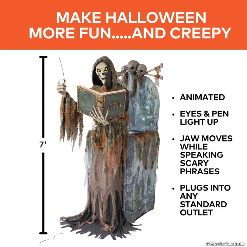 Animated Soul Collector - 7 Ft - Light-Up Halloween Prop