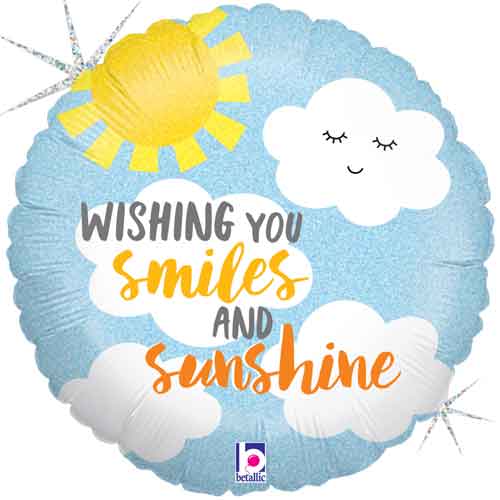 Wishing You Smiles and Sunshine Foil Balloon – Sun & Clouds Design by Betallic