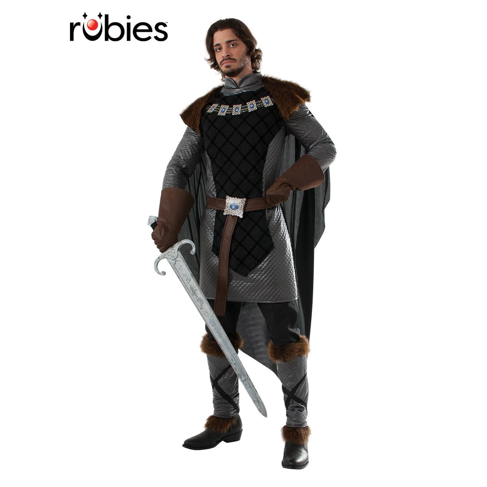 Dark Prince Deluxe Costume, Adult in black with intricate detailing and regal accents