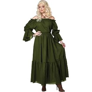 Medieval Renaissance Maxi Dress Women's Costume, Forest Green