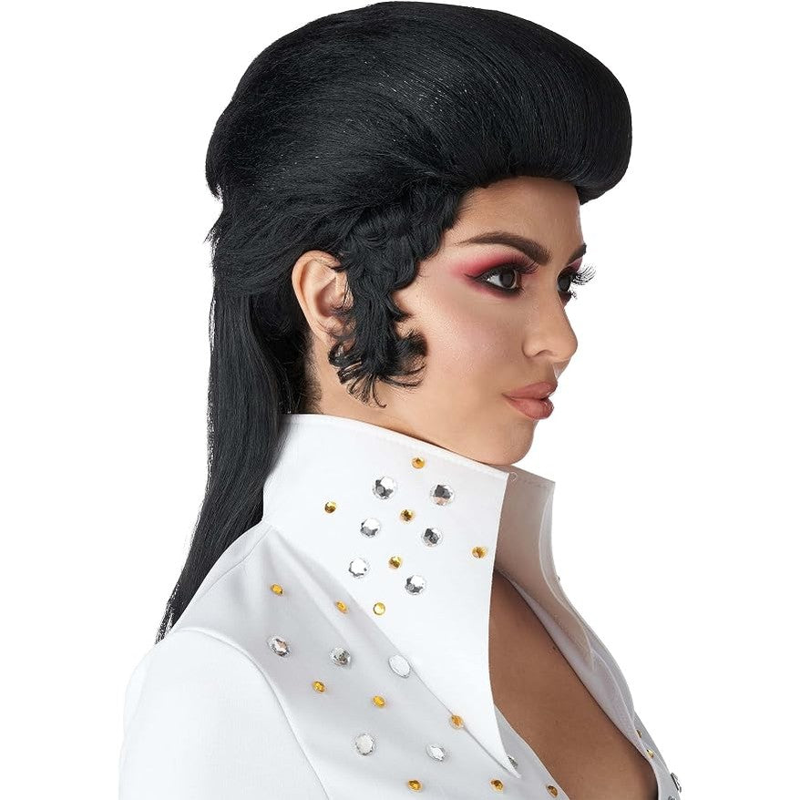 Rock Star Pompadour Wig, Black