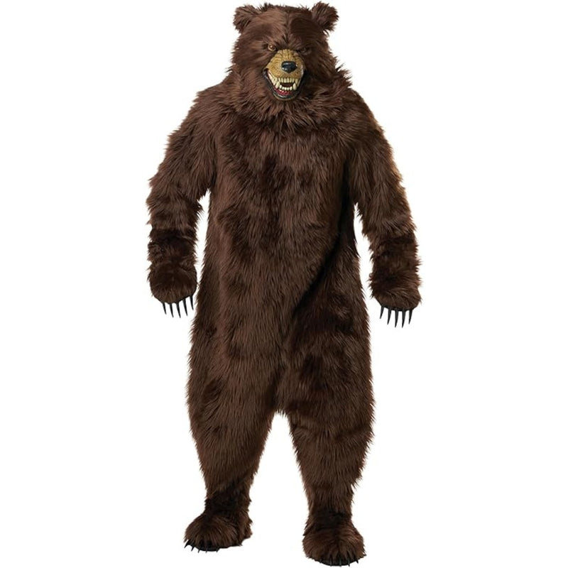 Grizzly Bear Adult Deluxe Costume with Moveable Jaw Mask
